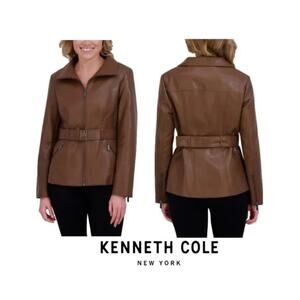 Kenneth Cole Faux Leather Jacket‎ (Size M) Color Brown
